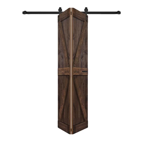 K Style 48 in. x 80 in. 24 in. x 80 in. x 2-Panels Kona Coffee Solid Core Wood Bi-Fold Door Hardware Kit-Assembly Needed