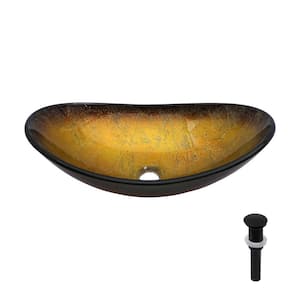 22.25 in. Rectangle Amber Gold Gradient Bathroom Tempered Glass