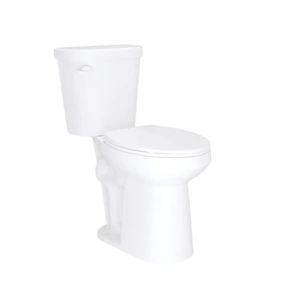2-Piece 1.28 GPF Single Flush Elongated 19" ADA Tall Toilet in White MAP 1000, Slow-Close Seat Included