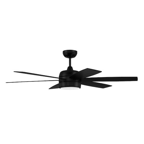 CRAFTMADE Trevor 52 in. Indoor/Outdoor Flat Black Finish Ceiling Fan ...