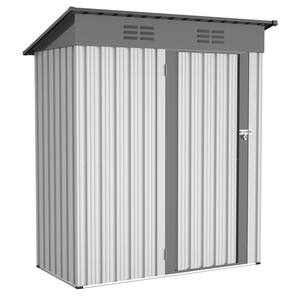 5 ft. W x 3 ft. D Metal Shed with Lockable Doors, Galvanized Metal Garden Shed, Tool Storage Shed for Patio (15 sq. ft.)