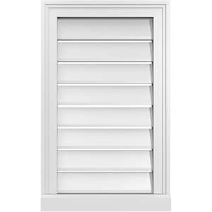 16 in. x 26 in. Vertical Surface Mount PVC Gable Vent: Functional with Brickmould Sill Frame