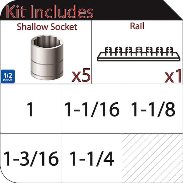 1/2 in. Drive SAE Large Socket Set (5-Piece)