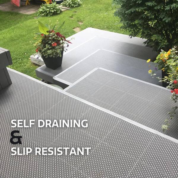 Afoxsos 12 ft. x 12 ft. Outdoor Modular Interlocking Multi-Use Plastic Deck Tile in Gray (40 Per Pack)