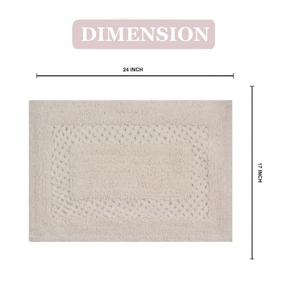 HOME WEAVERS INC Classy Bathmat Off-White Cotton 5-Piece Bath Rug