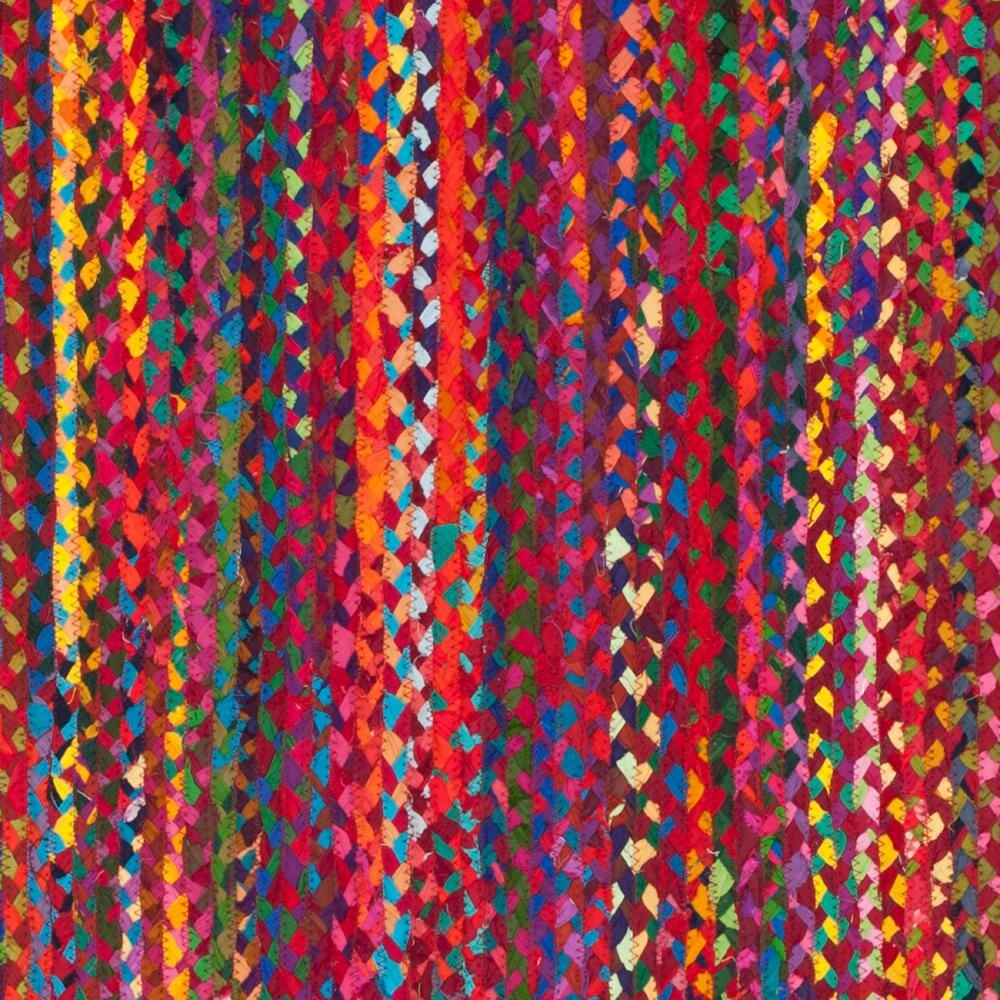 Handmade Braided Red and Multicolor Wool Cotton Runner Rug