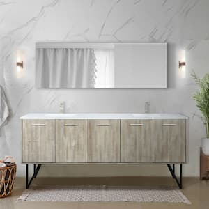 Lancy 80 in W x 20 in D Rustic Acacia Double Bath Vanity, Cultured Marble Top and Brushed Nickel Faucet Set