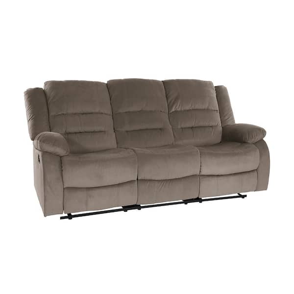Lazzara Greeley 78 in. W Straight Arm Microfiber Rectangle Manual Double Reclining Sofa in Chocolate