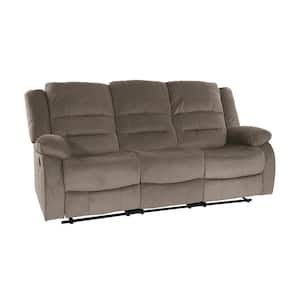 Greeley 78 in. W Straight Arm Microfiber Rectangle Manual Double Reclining Sofa in Chocolate