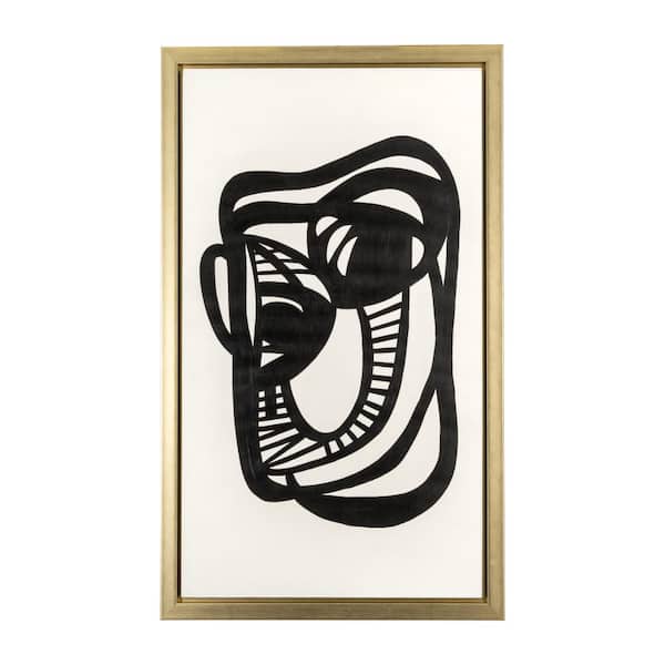 1-Panel Framed Abstract Art Print with Gold Frame 35 in. x 59 in.