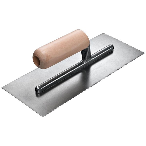 QEP 11 in. x 1/16 in. x 3/32 in. U-Notch Pro Flooring Trowel with Wood Handle