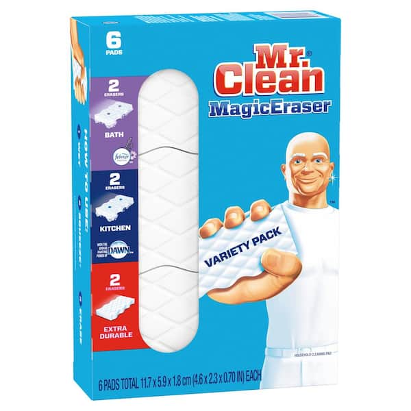 Bông tẩy sạch đa năng Mr. Clean Magic Eraser (6 miếng): Làm sạch nhà cửa đôi khi làm bạn cảm thấy mệt mỏi và phiền phức? Với bông tẩy sạch đa năng Mr. Clean Magic Eraser, bạn sẽ dễ dàng làm sạch mọi vết bẩn trên bề mặt nhà cửa trong nháy mắt mà không cần dùng đến hóa chất độc hại. Hộp sản phẩm 6 miếng sẽ giúp bạn tiết kiệm thời gian và công sức hơn.