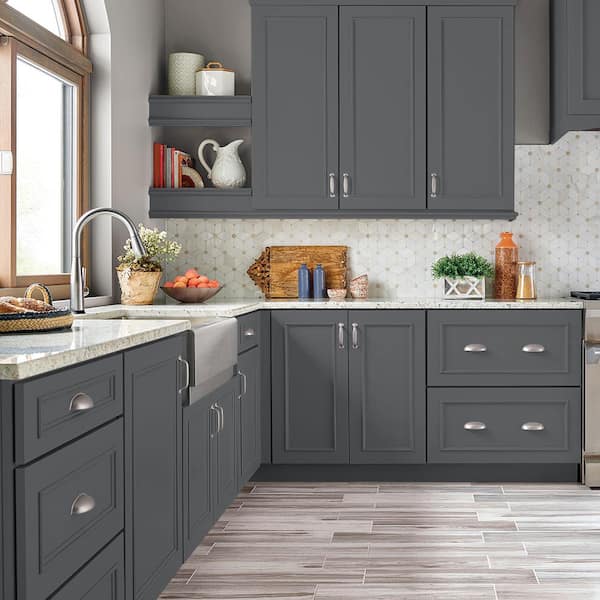 1 gal. #PPF-49 Platinum Gray Semi-Gloss Enamel Interior/Exterior Cabinet, Door & Trim Paint