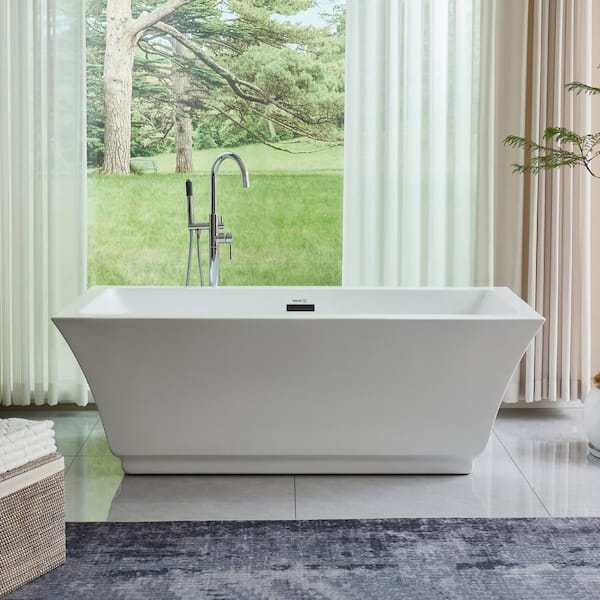 Strasbourg 67 in. Acrylic Flatbottom Freestanding Bathtub in White/Matte Black