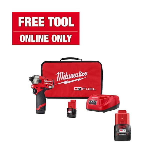 Milwaukee M12 FUEL SURGE 12V Lithium-Ion Brushless Cordless 1/4 in. Hex Impact Driver Compact Kit with 2.0 Ah Battery
