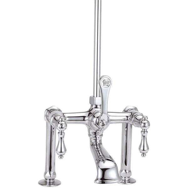 Elizabethan Classics RM11 3-Handle Claw Foot Tub Faucet with Metal Lever Handles in Polished Brass