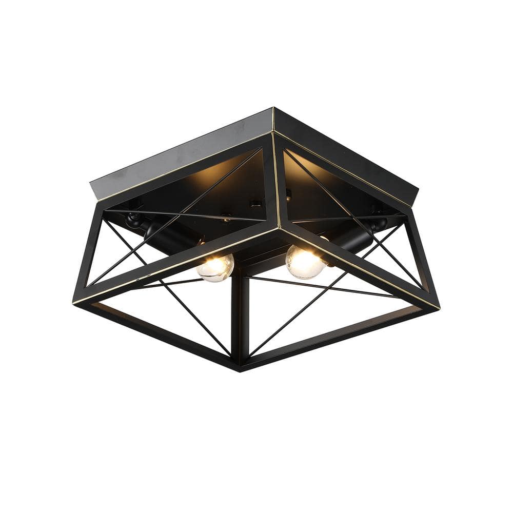Briarwood Textured Black Farmhouse Flush Mount Ceiling Light 12"