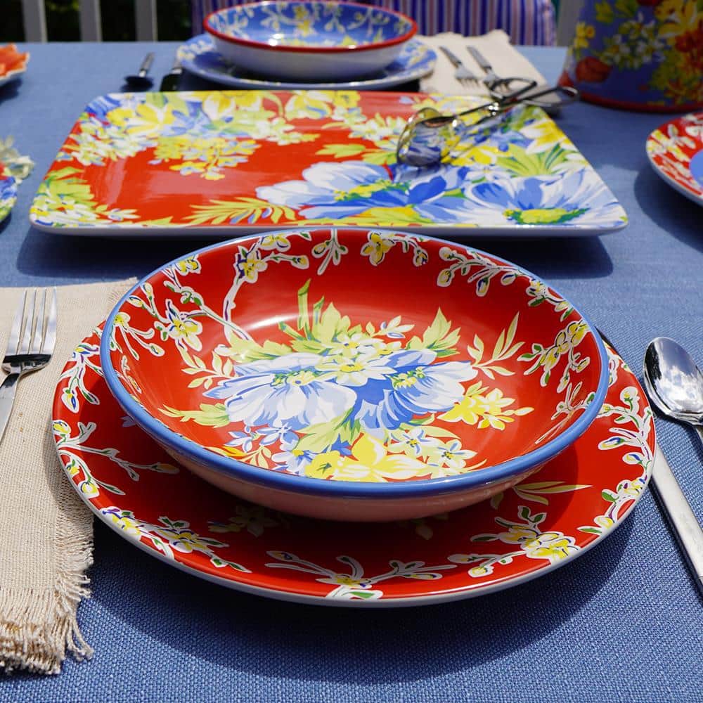 Blossom Floral Ceramic Microwave Safe Soup Bowls Set of 4