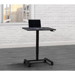 Mobile 27.1 in. W Rectangular Black MDF Sit-Stand Adjustable Height Desk