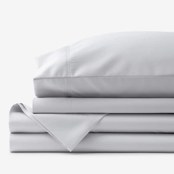 Legends Hotel Supima Cotton Wrinkle-Free 4-Piece Light Gray Sateen Queen Deep Pocket Sheet Set