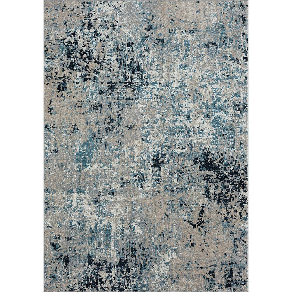 LR Home Lara Ensign Cerulean Blue/Gray 5 ft. x 7 ft. Modern Distressed