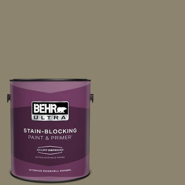 BEHR ULTRA 1 gal. #ECC-55-3 Olive Sprig Extra Durable Eggshell Enamel Interior Paint & Primer