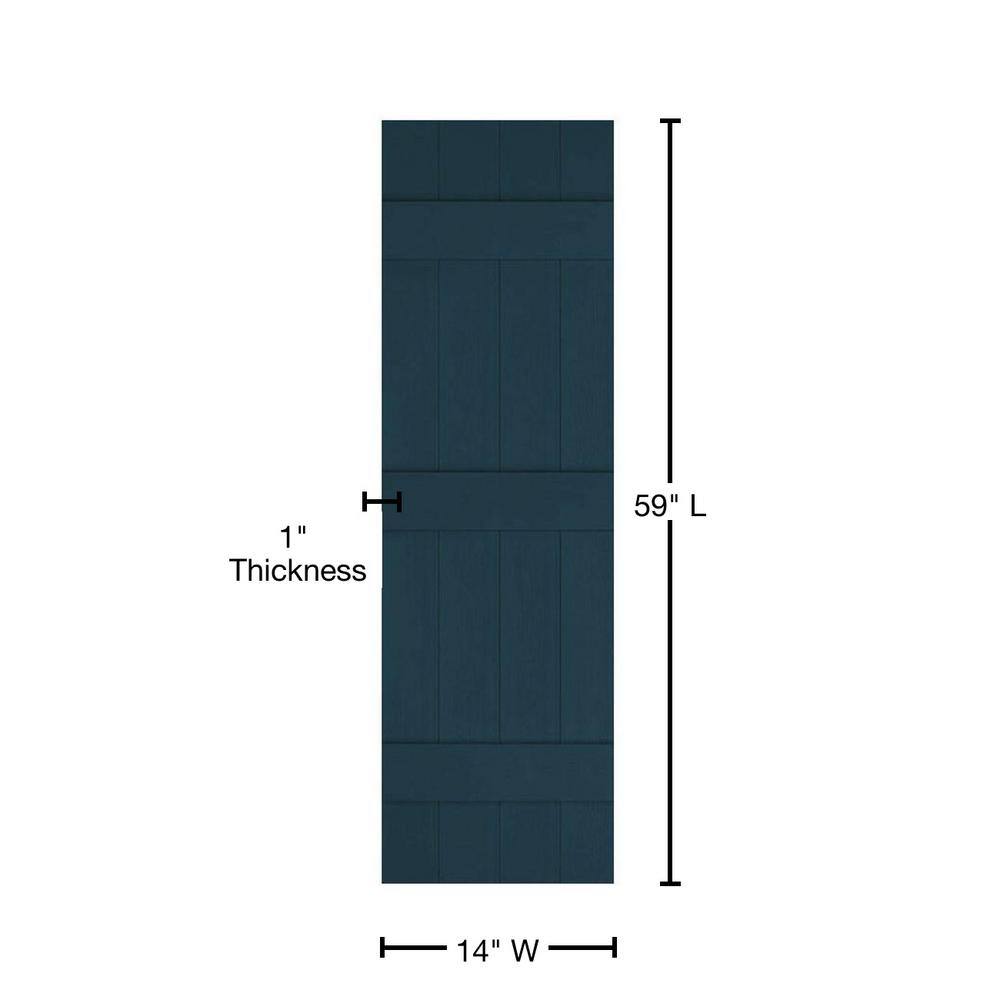 Midnight Blue 59" Board-n-Batten Vinyl Shutters with Installation Kit
