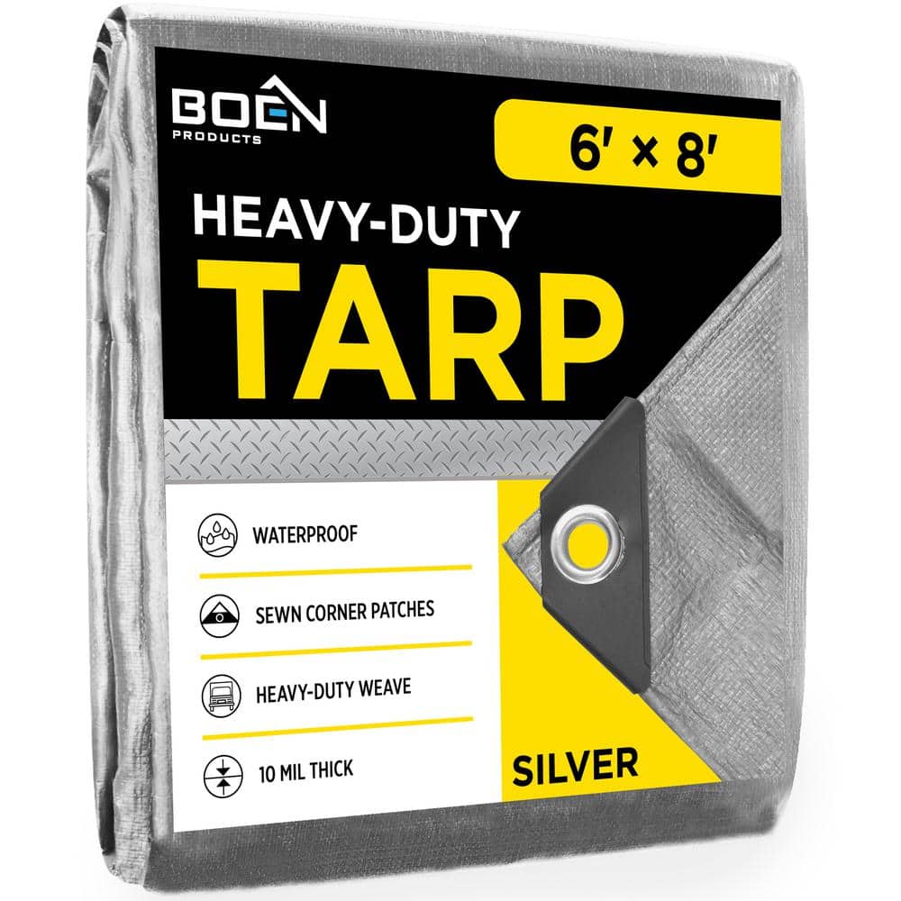 6 ft. W x 8 ft. L Silver Tarp 14x14 Weave