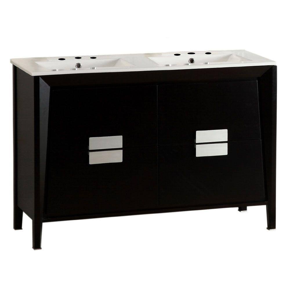 Camarillo 48 in. W x 18 in. D Double Vanity in Dark Espresso with Ceramic Vanity Top in White with White Basins price history on PriceWatchPro