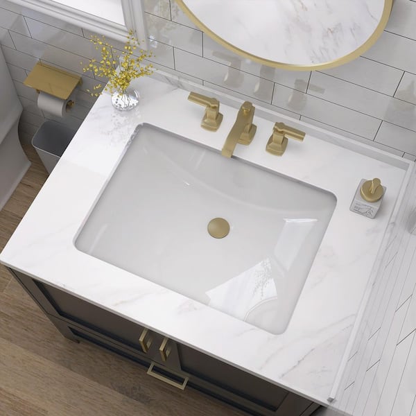 Zeafive 18 in. L Rectangular Bathroom Sink in White Ceramic