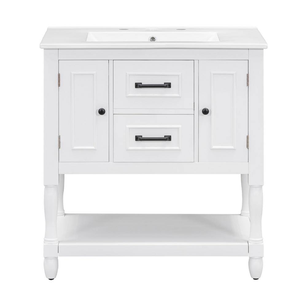 30 in. W x 18.3 in. D x 32.5 in. H Single Sink Freestanding Bath Vanity in 