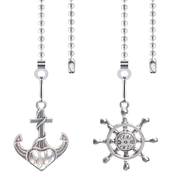 2-Pack 12in. Nickel Ceiling Fan Pull Chains with Connector