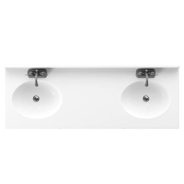 60 in. W x 22 in. D x 37.88 in. H Double Sink Bath Vanity in Antique Gray with White Marble Top and Sliding Barn Door