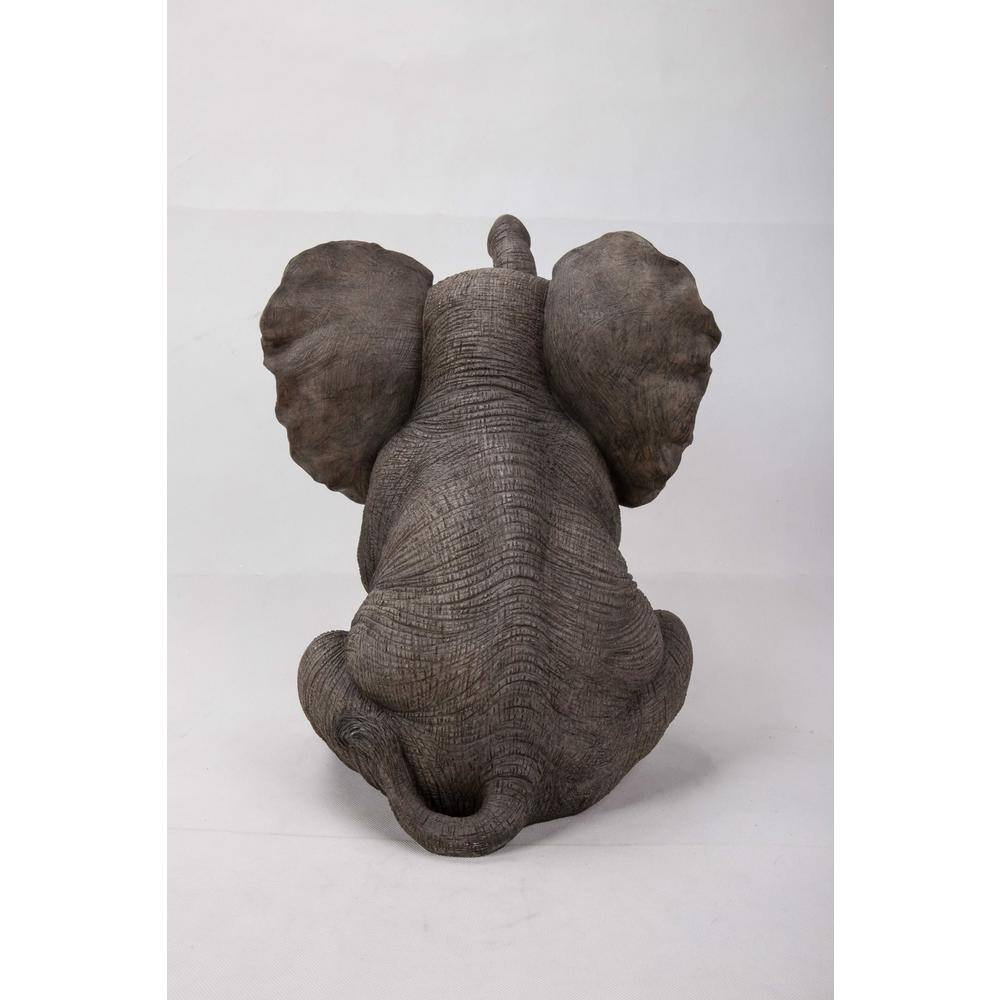 Gray Polyresin Sitting Elephant Baby Garden Statue