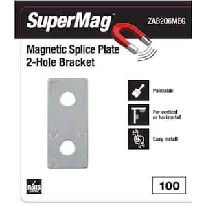 2-Hole Flat Straight Bracket with Magnets - Strut Fitting - Silver Galvanized