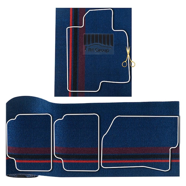 FH Group DIY Ultra Waterproof Trimmable Non-Slip Vinyl Floor Mats Blue Striped