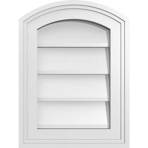 Ekena Millwork 12 in. x 16 in. Arch Top Surface Mount PVC Gable Vent: Functional with Brickmould Frame