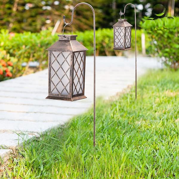 4 Pack Solar Lanterns Outdoor Garden Decor - OxyLED Solar Lights Decorative  Lantern Waterproof 4 Colors LED Hanging Solar Powered with Handle for