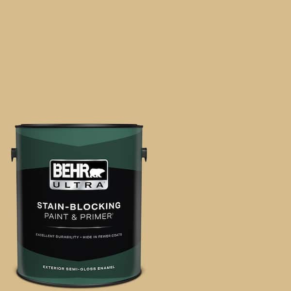 BEHR ULTRA 1 gal. #350F-5 Camel Semi-Gloss Enamel Exterior Paint & Primer