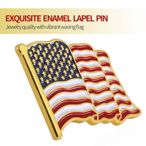 USA Waving American Flag Lapel Hat Pin 