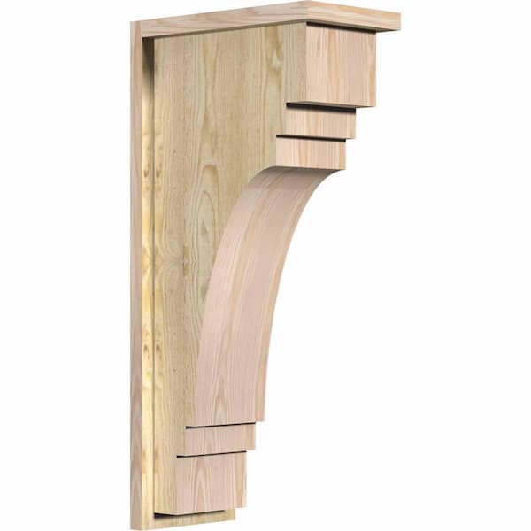 Ekena Millwork 8 in. x 14 in. x 30 in. Douglas Fir Pescadero Rough Sawn Corbel with Backplate
