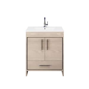 Pacific 30 in. x 18 in. D Bath Vanity in Ash Gray with Ceramic Vanity Top in White with White Basin