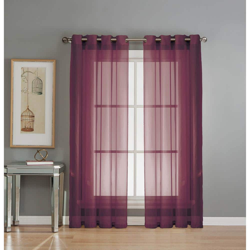 Window Elements Plum Extra Wide Grommet Sheer Curtain 56 In W X 90 In L Ymc003118 The Home Depot