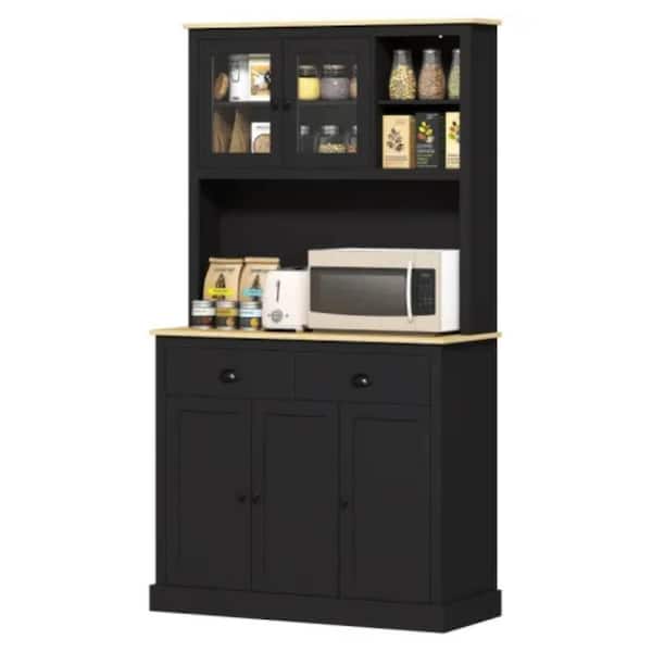 39.25 in. W x 15.75 in. D x 70.75 in. H Bathroom Black Linen Cabinet