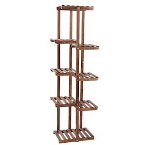 56.3 in. Tall Indoor/Outdoor Brown Wood Plant Stand (8-tiered)