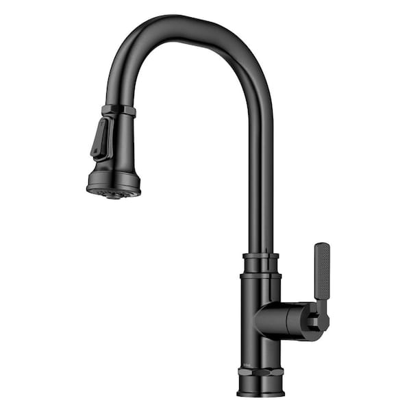KRAUS Allyn Transitional Industrial Pull Down Single Handle Kitchen Faucet In Spot Free Black