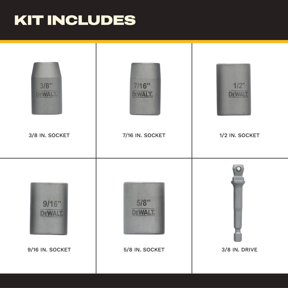 MAXFIT ULTRA 3/8 in. Carbon Steel Drive Socket Set (6-Piece) with 1/4 in. Adapter