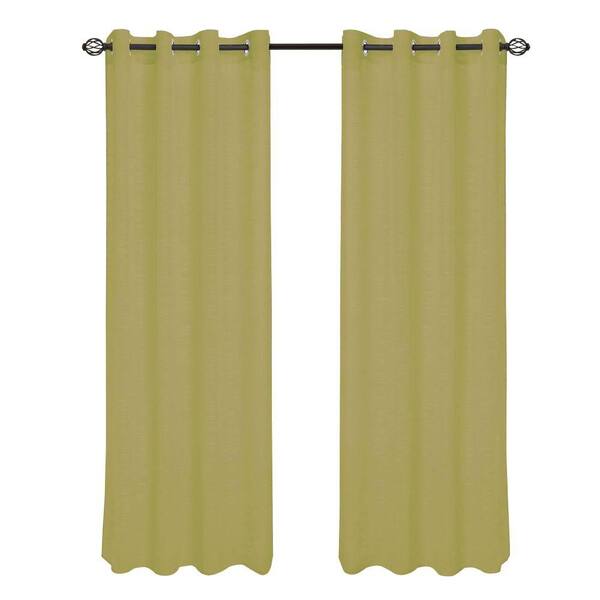 Lavish Home Light Green Mia Jacquard Grommet Curtain Panel, 108 in. Length