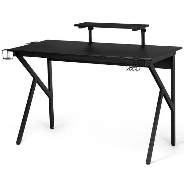 BYBLIGHT Havrvin 66-in. Wing-Shaped Black MDF Gaming Desk