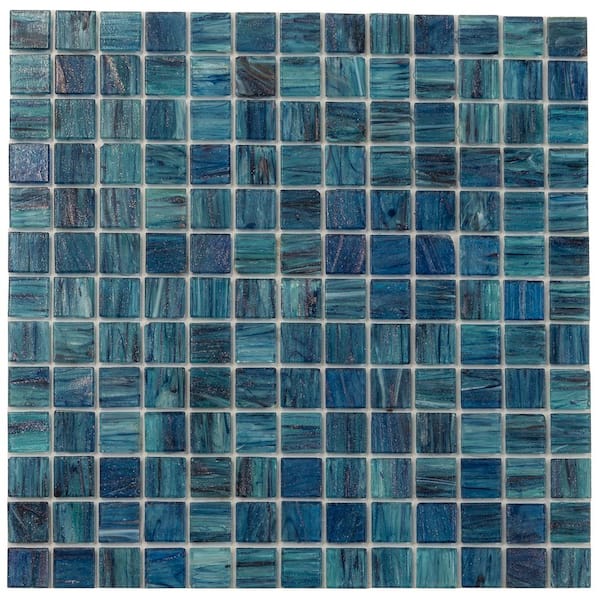 Apollo Tile Celestial 4" x 6" Glossy Sea Blue Glass Mosaic Uniform square Wall and Floor Sample Tile (0.13 sq. ft./Piece) (1-Pack)
